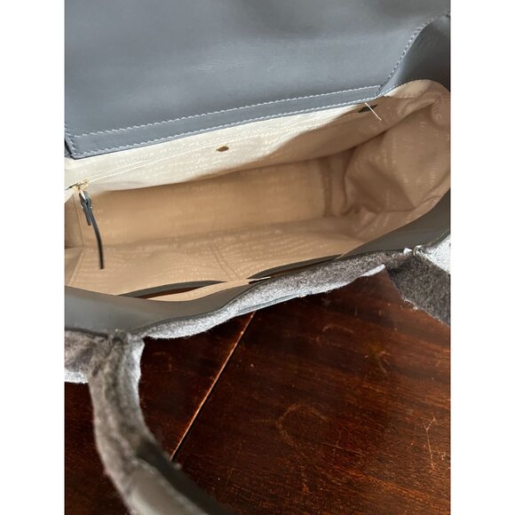 Kate Spade New York Gray Felt Tote Bag With Colorful Buttons & Leather Handles - Picture 9 of 14